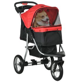 Luxury Pet Stroller Lightweight Dog Cat Travel Carriage with 3-Rubber Wheels, One-click Folding Design, Adjustable Canopy, Zippered Mesh Window D